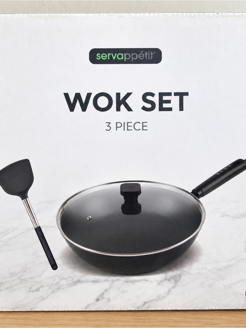 Servapetitt Black 3-Piece Wok Set